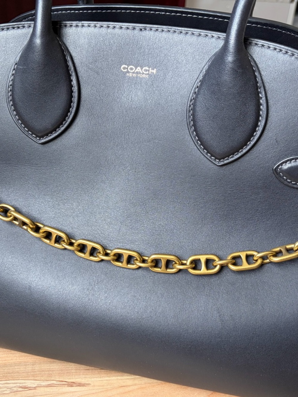 Coach Empire Carryall 35 Black Glovetanned Leather Brass Hardware Coach Charm - Picture 2 of 14